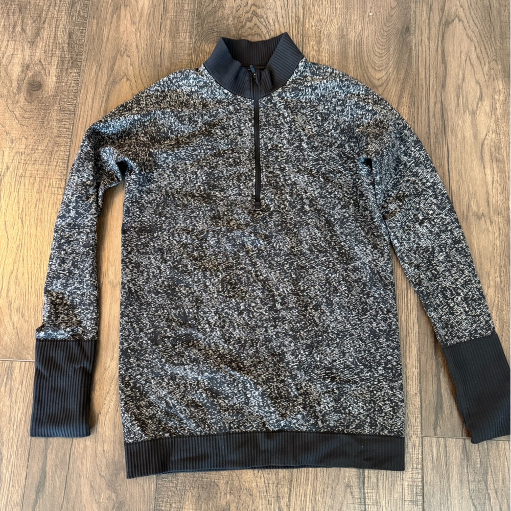 lululemon athletica Black and Gray Half-Zip Sweater
